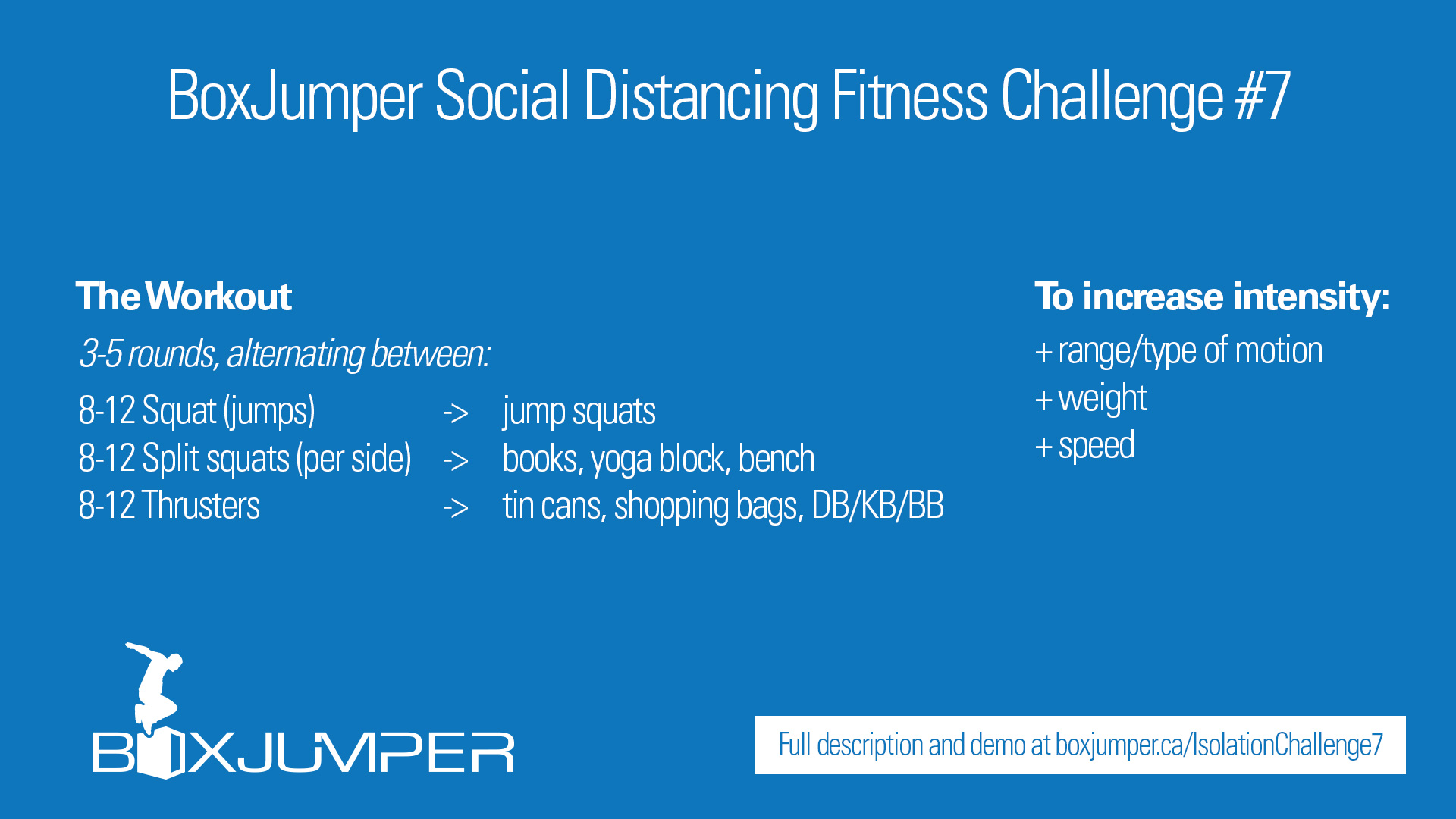 Self Distancing Fitness Challenge Workout 7 - BoxJumper